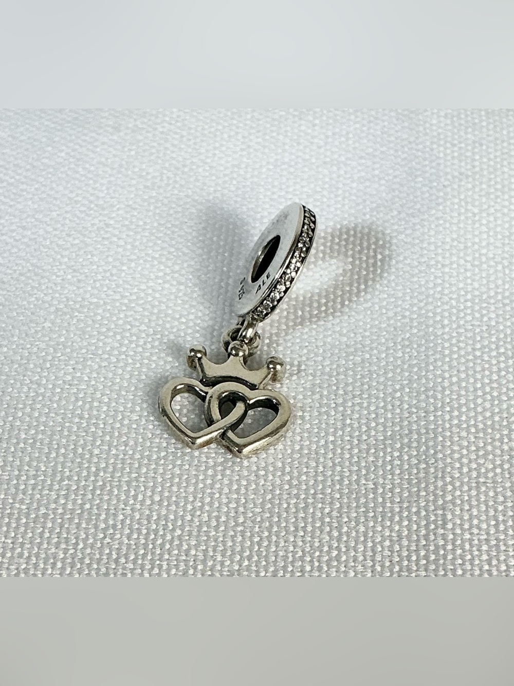 Pandora 925 ALE Crown & Double Hearts Dangle Charm